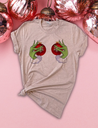 Grinch Boobs Ornament Balls Shirt