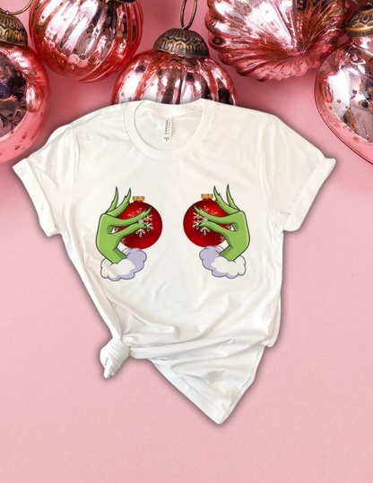 Grinch Boobs Ornament Balls Shirt